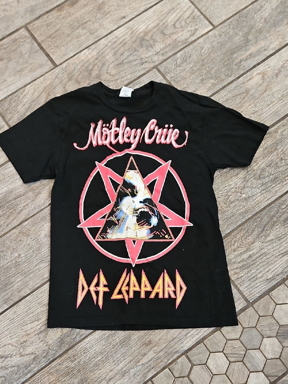 Mötley Crüe x Def Leppard Black Graphic Band Tour 2022 Tee Size Small